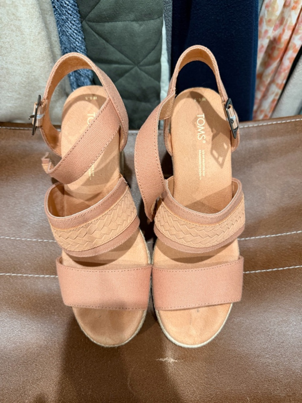 TOMS Women's Blush Braided Strap Espadrille Wedges - Picture 2 of 7